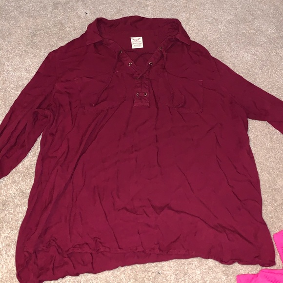 Long sleeve top maroon - Picture 1 of 1